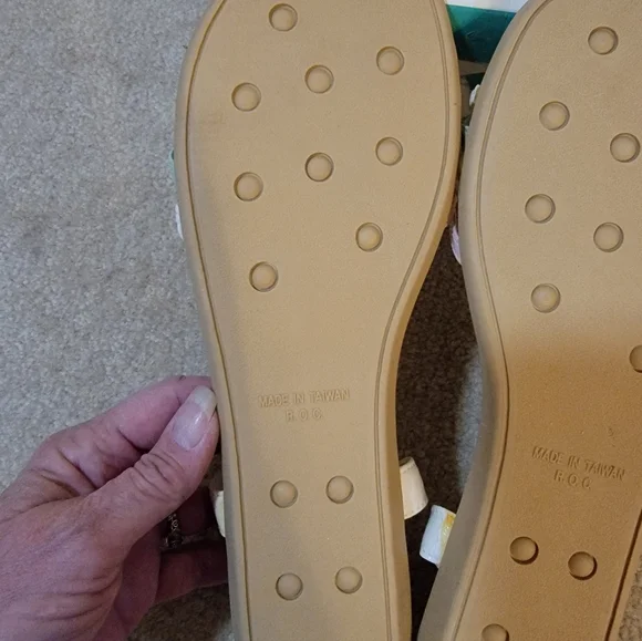 Pastel Strappy Flat Sandals in Cream, Pink, Yellow, Mint Size 11 NWOT - Picture 6 of 6